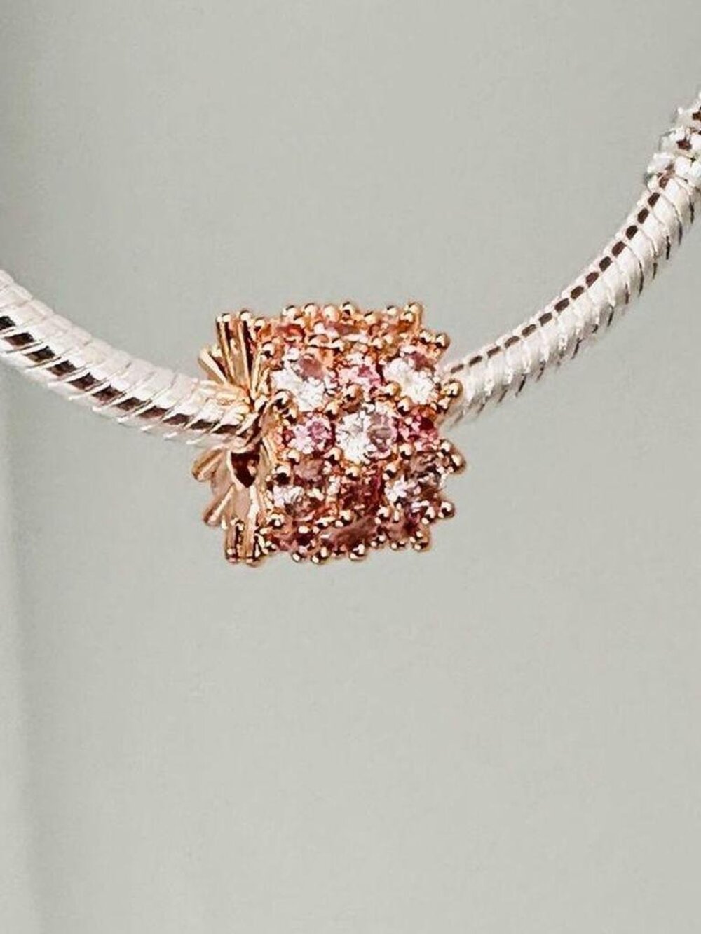NEW Authentic Pandora Rose Gold Pink & Clear Sparkle Charm 788487C01